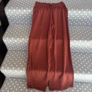 Lululemon relaxed lounging pants in a wool blend fabric.